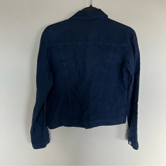 L’AGENCE Celine Slim Femme Jacket Marine Navy Blue Linen Casual Women’s Small - Picture 10 of 12